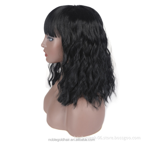 Rebecca fashion Cake curls  natural Bob Short Curly with bangs  Heat Resistant Wig   Loose Hair Lace Front Synthetic Hair Wigs